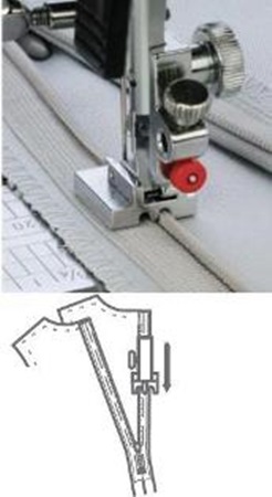 Janome 9mm concealed zipper foot in use