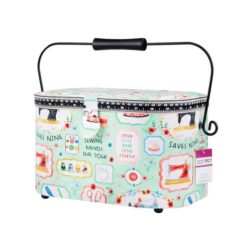 Birch Medium Oval Sewing Basket - Green Stitch