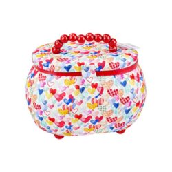 Birch Small Oval Sewing Basket - Hearts