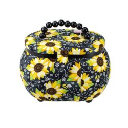 Birch Small Oval Sewing Basket - Black Sunflower