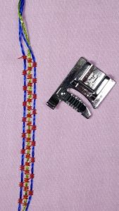 Cording completed with Janome H Foot (9mm Cording Foot)