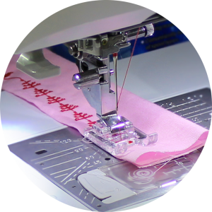 Janome Satin Stitch foot in use