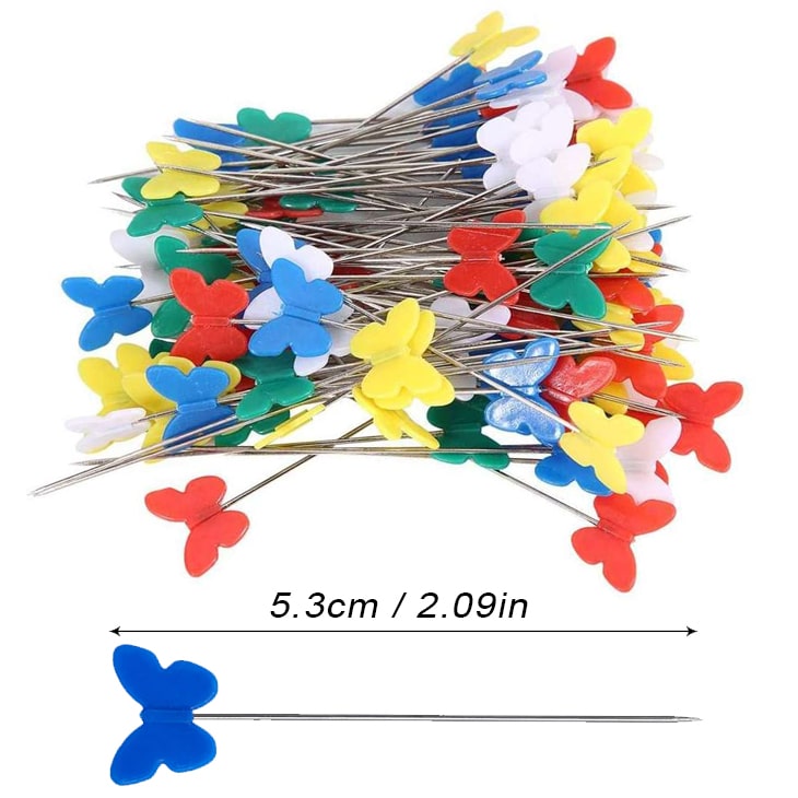 Butterfly Head Sewing Pins Colorful Straight Quilting Pins Sewing Needle Pincushions Quilting Holder Fabric Pin Cushion BENBO 1PC Hedgehog Shape Pin Cushion with 100PCS Flat Head Straight Pins 