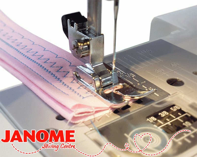 The Janome FD206 sewing through 4 layers of material
