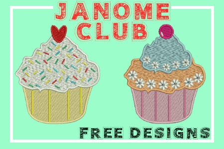 Janome Club - July 2021 - Free Cupcake Embroidery Designs