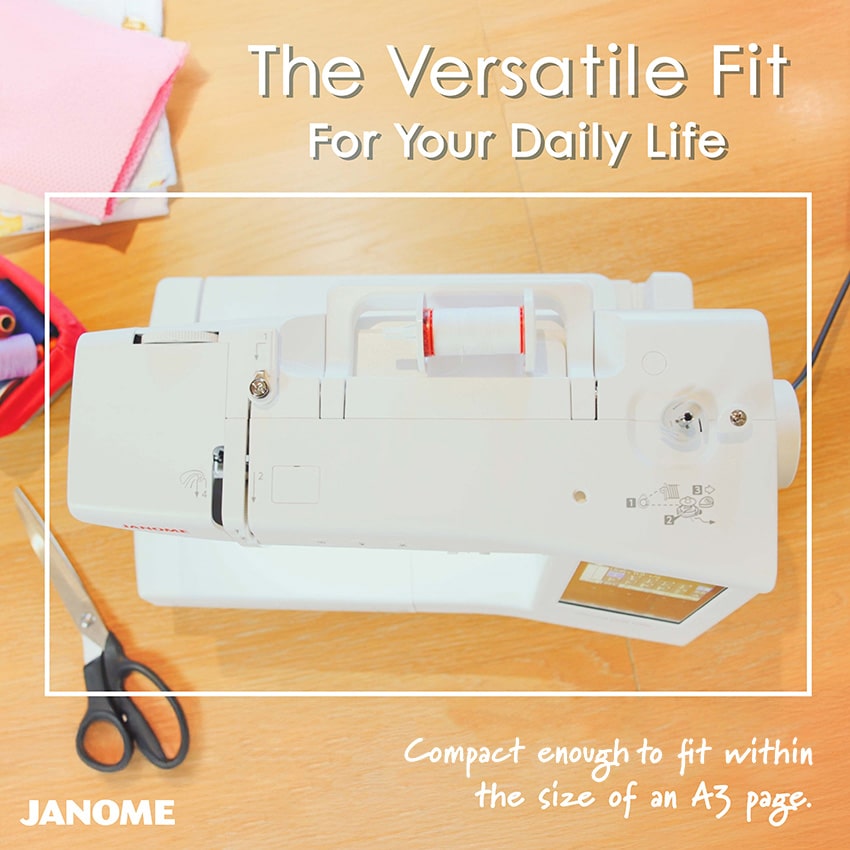 Janome MC100E and MC1000 compact embroidery machine fit inside an A3 Sheet of Paper