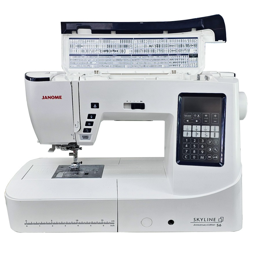 Janome Skyline S6 Anniversary Edition with the Lid Open