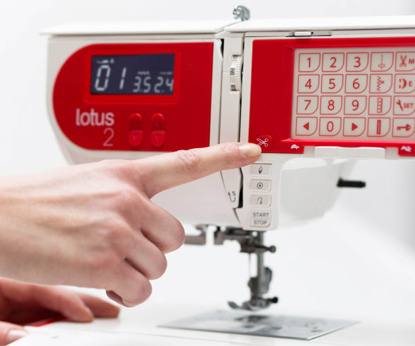 Closeup of the Elna Lotus 2 (Red)