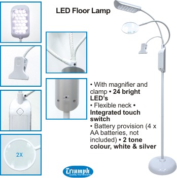 Triumph Led Floor Lamp With Magnifier, Floor Lamp With Magnifier And Clip