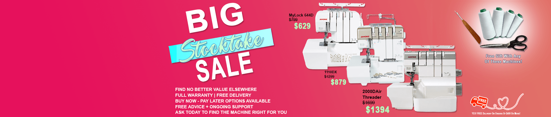 Janome Stocktake Sale - All Overlockers Reduced
