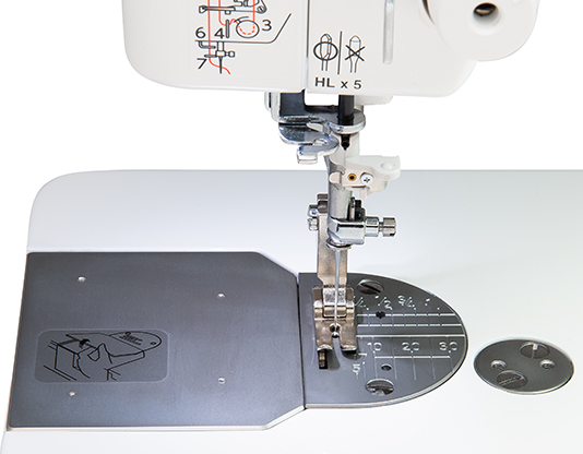 Closeup of the Janome HD9 Needle Plate